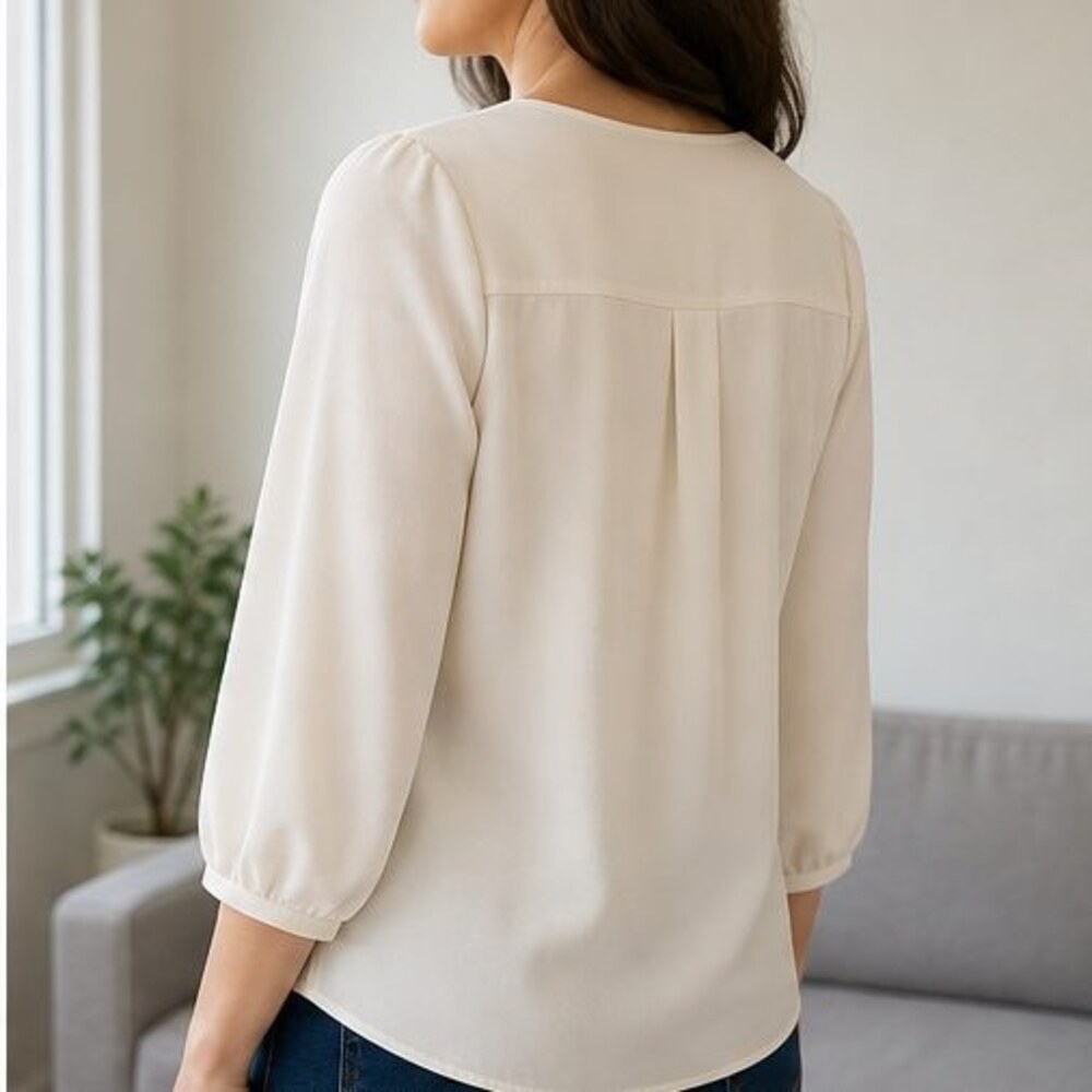 Cream Smocked Top - Picture 3 of 6